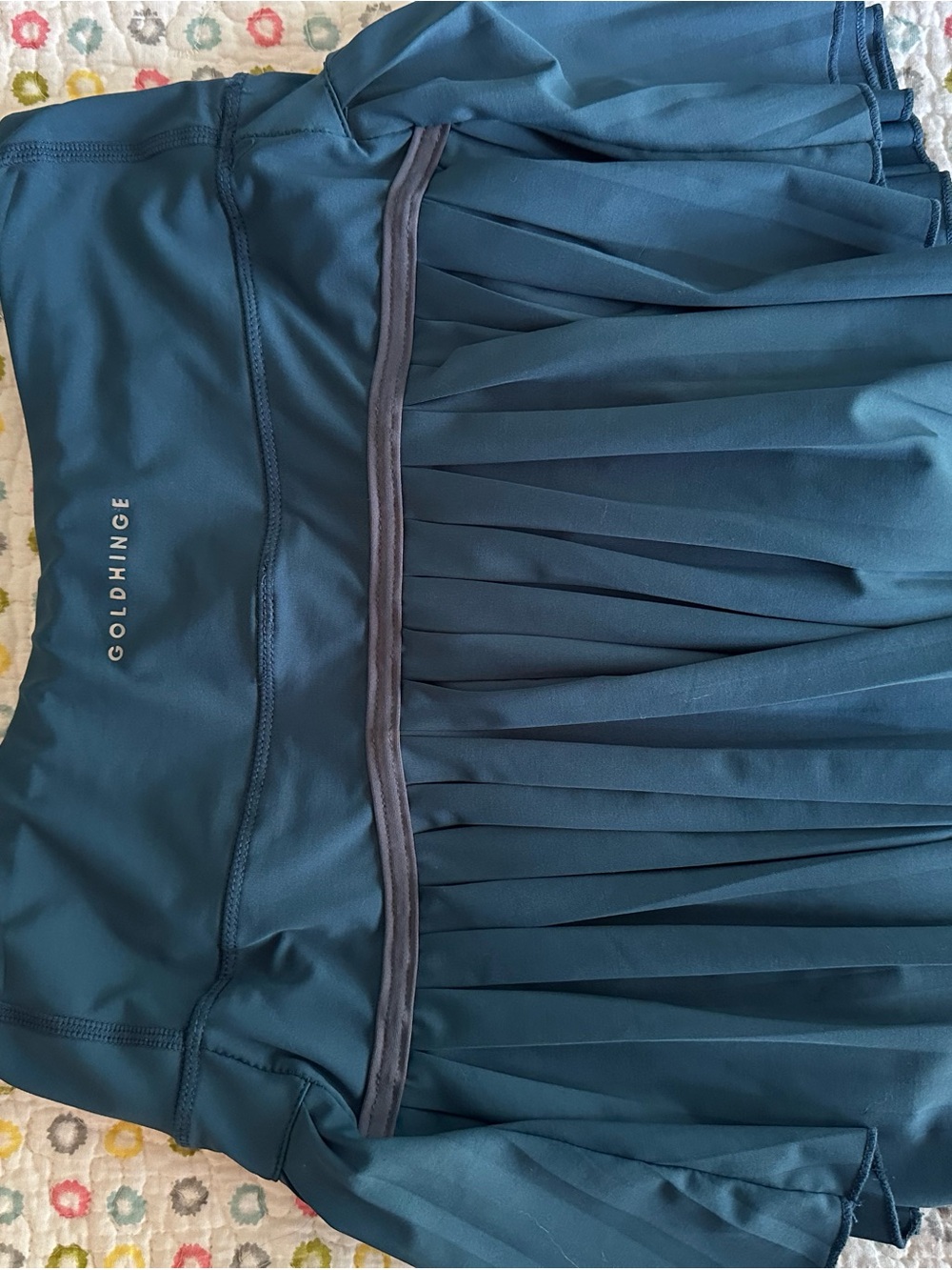 GoldHinge Teal Pleated Skater Skirt